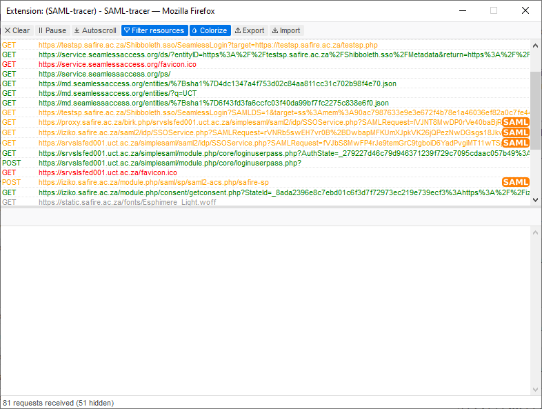 SAML trace in progress